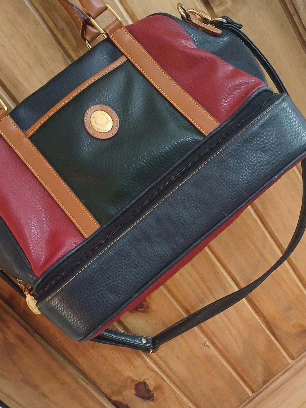 Vintage 90s Y2K Alfred Sung Colorblock Bowlers Bag Leather Purse